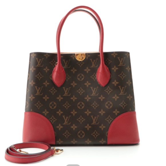 Louis Vuitton Flandrin Tote Bag in Monogram Coated Canvas and Cherry Red Leather - Picture 1 of 14
